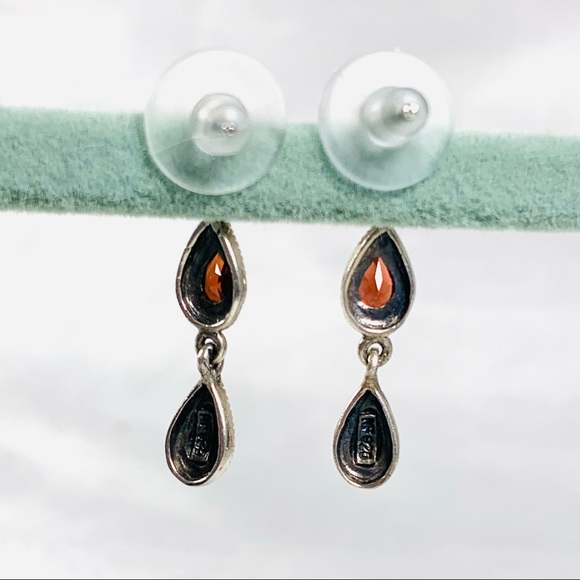 Dainty marcasite sterling post dangle earrings - Picture 3 of 7